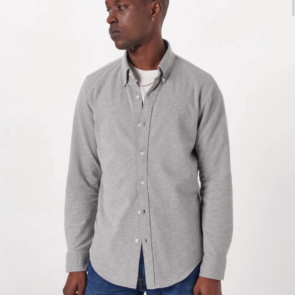 Abercrombie & Fitch Men’s XL Heather Grey Long Sleeve Shirt Oxford Office Cotton
